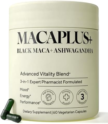 Cápsulas de Maca Negra Peruana Orgánica - 1,500mg 40X con Ashwagandha y Fenogreco - Complejo Adaptógeno 3 en 1 para Hombres y Mujeres - Vegano y No - imagen 1