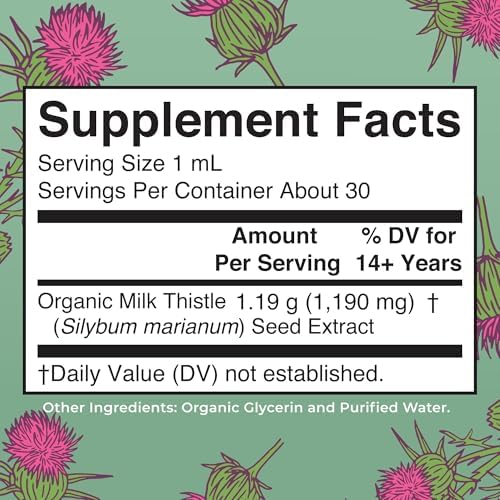 Extracto Líquido de Semilla de Cardo Mariano MARYRUTH'S, 1 fl oz | 1,190 mg | Sin Alcohol | Vegano | Orgánico USDA | No Transgénico - imagen 2