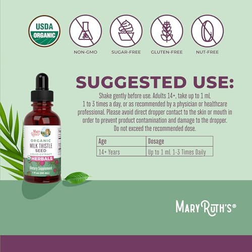 Extracto Líquido de Semilla de Cardo Mariano MARYRUTH'S, 1 fl oz | 1,190 mg | Sin Alcohol | Vegano | Orgánico USDA | No Transgénico - imagen 3