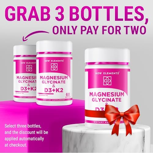 Glicinato de Magnesio 500mg con Vitamina D3 10,000 IU y Vitamina K2 200mcg | Mejorado con Aceite de Coco para Óptima Absorción | Softgels No GMO, Sin - imagen 3