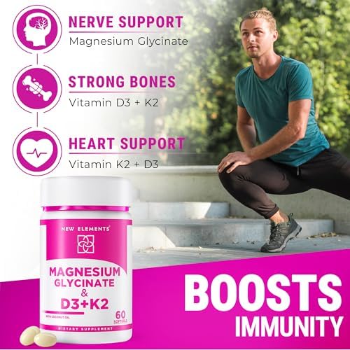 Glicinato de Magnesio 500mg con Vitamina D3 10,000 IU y Vitamina K2 200mcg | Mejorado con Aceite de Coco para Óptima Absorción | Softgels No GMO, Sin - imagen 5