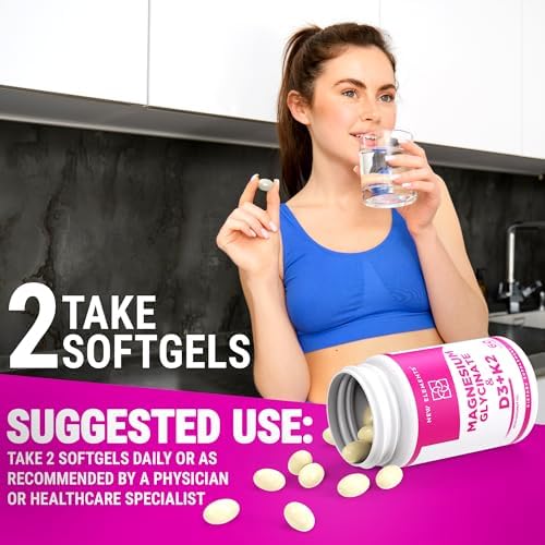 Glicinato de Magnesio 500mg con Vitamina D3 10,000 IU y Vitamina K2 200mcg | Mejorado con Aceite de Coco para Óptima Absorción | Softgels No GMO, Sin - imagen 7