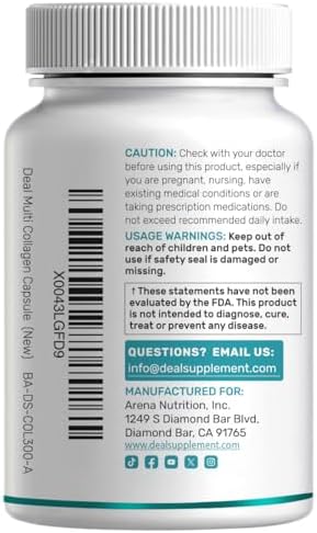 Píldoras de Colágeno Múltiple para Hombres y Mujeres con Vitamina C, E y Biotina, 300 Cápsulas – Colágeno Hidrolizado Tipo I, II, III, V, X – Fórmula - imagen 7
