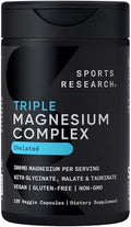 Complejo de Magnesio Triplo Quelado Sports Research® con Glicinato, Taurinato y Malato (Chelamax®) - 300 mg por Porción, No GMO, Vegano Certificado, - imagen 1