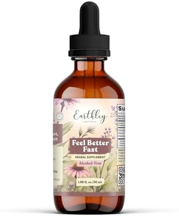 Earthley Wellness Feel Better Fast, Alivio Natural para Malestares Menores, Equinácea, Suministro para 3 Meses (1.69oz Vidrio, 1,000 Gotas), - imagen 1