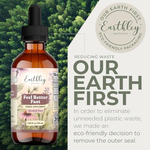 Earthley Wellness Feel Better Fast, Alivio Natural para Malestares Menores, Equinácea, Suministro para 3 Meses (1.69oz Vidrio, 1,000 Gotas), - imagen 5