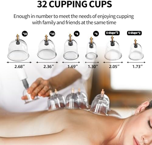 Kit de Ventosas Cupluw para Terapia de Masaje - Set Profesional de 32 Copas Chinas con Magnetismo, Terapia de Ventosas para Reducción de Celulitis y - imagen 4