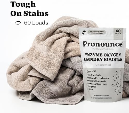 Aditivo para Lavado Pronounce Enzyme Oxygen - Aclara Ropa Blanca, Combate Manchas y Olores, Sin Fragancia - Ultra Concentrado, 60 Cargas (Sin Aroma) - imagen 3