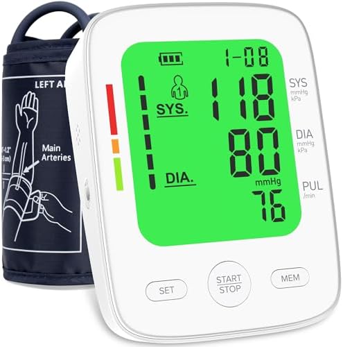 Monitor de Presión Arterial Automático para Uso en Casa, Pantalla LCD Grande, Manguito Ajustable (23 a 43 cm), 2 x 99 Memorias, Fácil de Usar y Viajar - imagen 1
