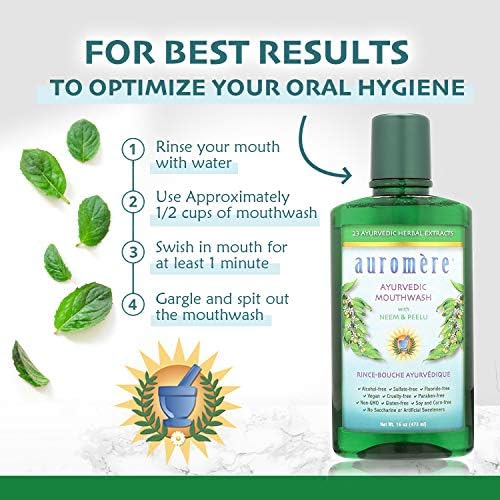 Enjuague Bucal Natural Ayurvédico Auromere para Adultos y Niños - Sin Alcohol, Sin Flúor, con Neem, 16 Fl Oz, Paquete de 2, Vegan y No Transgénico - imagen 4