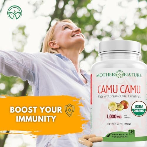 Cápsulas de Vitamina C Orgánica de Camu Camu 1,000mg, Antioxidantes Naturales - Suplemento para Inmunidad y Antienvejecimiento - Vegano, No GMO (120 - imagen 3