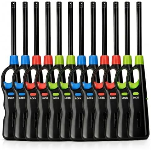 Encendedores de Utilidad Knights of Armur Long Reach con Bloqueo de Seguridad, Paquete de 12, Multipropósito para Parrilla, Velas, Estufa, Chimenea, - imagen 1