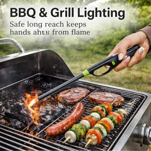 Encendedores de Utilidad Knights of Armur Long Reach con Bloqueo de Seguridad, Paquete de 12, Multipropósito para Parrilla, Velas, Estufa, Chimenea, - imagen 5
