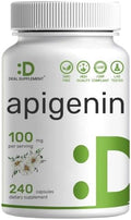 Apigenina 100mg por Porción, 240 Cápsulas – Extracto de Planta Cruda de Flor de Manzanilla – Bioflavonoides Activos y Antioxidantes – Suplemento para - imagen 1