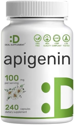 Apigenina 100mg por Porción, 240 Cápsulas – Extracto de Planta Cruda de Flor de Manzanilla – Bioflavonoides Activos y Antioxidantes – Suplemento para - imagen 1