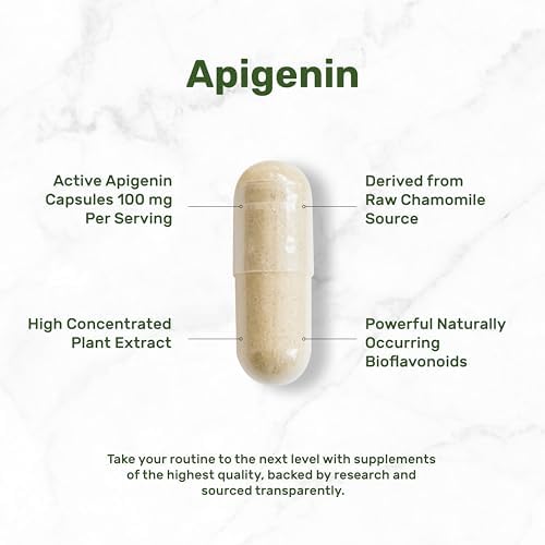 Apigenina 100mg por Porción, 240 Cápsulas – Extracto de Planta Cruda de Flor de Manzanilla – Bioflavonoides Activos y Antioxidantes – Suplemento para - imagen 5