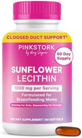 Suplemento de Lecitina de Girasol Pink Stork - 1200 mg para Conductos Lactales Obstruidos - Esenciales para Mamás en Lactancia - 60 Cápsulas Blandas - imagen 1