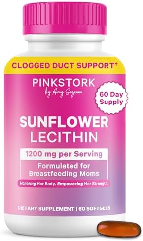 Suplemento de Lecitina de Girasol Pink Stork - 1200 mg para Conductos Lactales Obstruidos - Esenciales para Mamás en Lactancia - 60 Cápsulas Blandas - imagen 1