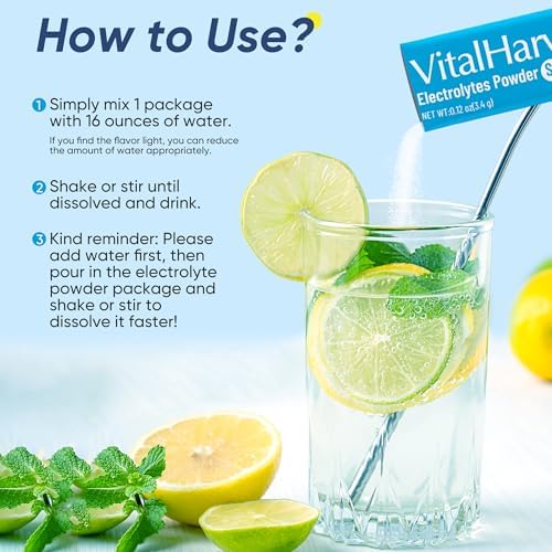 VitalHarvest 36 Paquetes de Electrolitos en Polvo Sin Azúcar - Hidratación en 6 Sabores: Limón Lima, Sandía, Naranja, Frambuesa, Durazno Blanco, - imagen 6