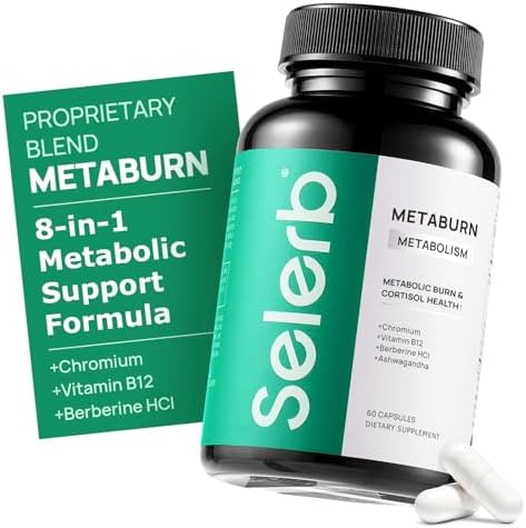 Selerb Metaburn Cápsulas para Pérdida de Peso - Supresor del Apetito y Quemador de Grasa con Berberina, Cromo, Té Verde y B12 - 60 Cápsulas - imagen 1