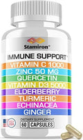 Suplemento Inmunológico 8 en 1 con Quercetina, Zinc 50mg, Vitamina C 1000mg, Vitamina D3 5000 IU, Saúco, Equinácea y Jengibre para Adultos y Niños - - imagen 1
