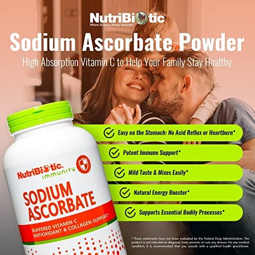 NutriBiotic - Polvo de Vitamina C Buffered Sodium Ascorbate, 16 Oz | Vegano, No Ácido y Más Fácil de Digestionar | Suplemento Antioxidante y de - imagen 2