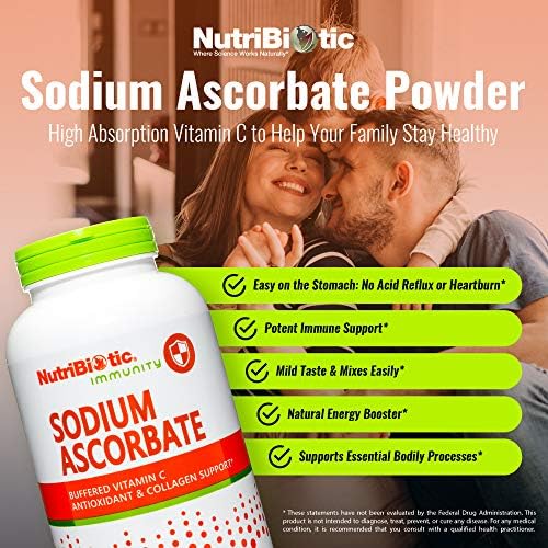 NutriBiotic - Polvo de Vitamina C Buffered Sodium Ascorbate, 16 Oz | Vegano, No Ácido y Más Fácil de Digestionar | Suplemento Antioxidante y de - imagen 3