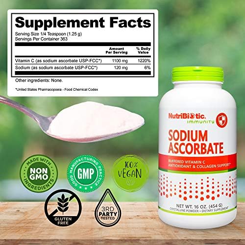 NutriBiotic - Polvo de Vitamina C Buffered Sodium Ascorbate, 16 Oz | Vegano, No Ácido y Más Fácil de Digestionar | Suplemento Antioxidante y de - imagen 6