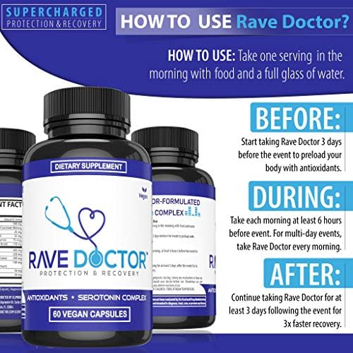 Suplemento Rave Doctor 5 HTP - Vitaminas Esenciales para Rave, Accesorios para Festivales, Esenciales para Festivales y Más - imagen 3