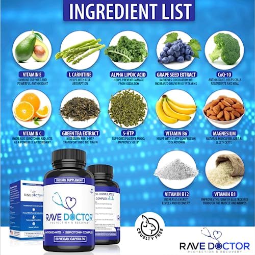 Suplemento Rave Doctor 5 HTP - Vitaminas Esenciales para Rave, Accesorios para Festivales, Esenciales para Festivales y Más - imagen 4