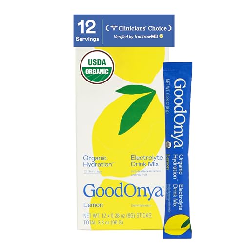 GOODONYA Mezcla de Bebida Electrolítica Orgánica, Polvo Hidratante Certificado, Sin OGM, Libre de Glifosato, Bajo en Azúcar, Sabor Limón, 12 Paquetes - imagen 1