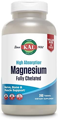 Tabletas de Magnesio Glicinato KAL, Fórmula de Alta Absorción, Chelato de Bisglicinato, Apoyo para Nervios, Músculos y Huesos, Veganas, Sin Gluten, - imagen 1