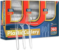 Juego de Cubiertos Desechables de Plástico 360 Piezas, 120 Tenedores, 120 Cucharas, 120 Cuchillos, Resistente y Libre de BPA, Ideal para Fiestas - imagen 1