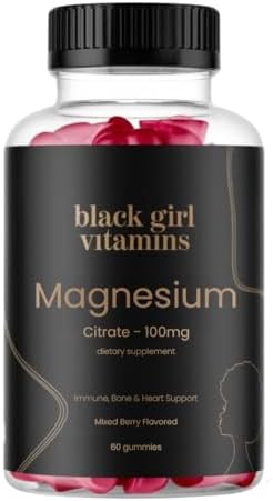 Vitaminas Black Girl - Gomas de Magnesio para Sueño, Inmunidad y Soporte Óseo. Suplemento de Citrato de Magnesio (100mg) por Porción, Sin Gluten - imagen 1