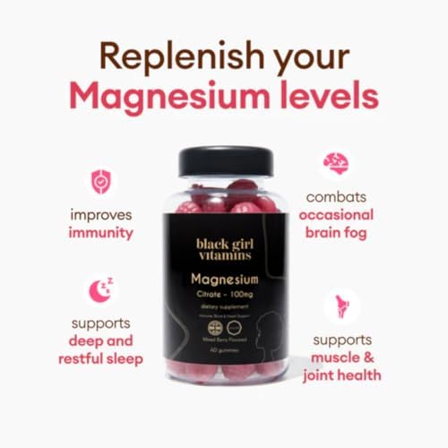 Vitaminas Black Girl - Gomas de Magnesio para Sueño, Inmunidad y Soporte Óseo. Suplemento de Citrato de Magnesio (100mg) por Porción, Sin Gluten - imagen 3