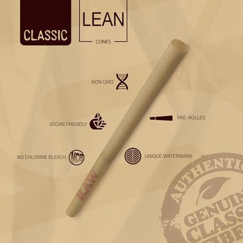 Conos RAW Clásicos Lean - Paquete de 100 - Conos Preenrollados de Larga Duración con Puntas y Tubos de Empaque Incluidos - imagen 3