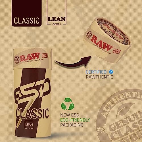 Conos RAW Clásicos Lean - Paquete de 100 - Conos Preenrollados de Larga Duración con Puntas y Tubos de Empaque Incluidos - imagen 4