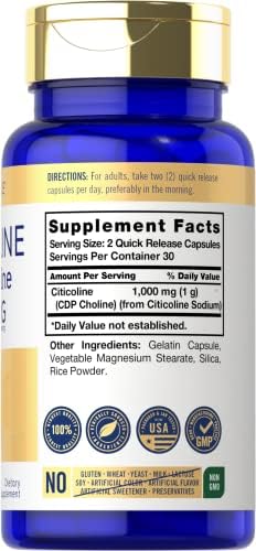 Carlyle Citicolina CDP Colina 1000mg | 60 Cápsulas | Fórmula de Alta Potencia | Suplemento Sin OGM y Sin Gluten - imagen 2
