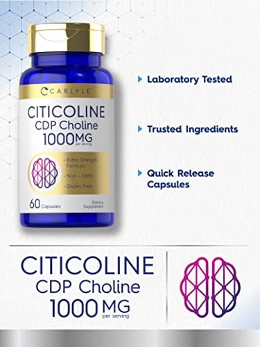 Carlyle Citicolina CDP Colina 1000mg | 60 Cápsulas | Fórmula de Alta Potencia | Suplemento Sin OGM y Sin Gluten - imagen 3