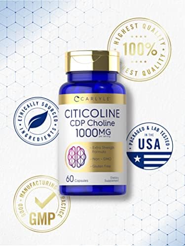 Carlyle Citicolina CDP Colina 1000mg | 60 Cápsulas | Fórmula de Alta Potencia | Suplemento Sin OGM y Sin Gluten - imagen 5