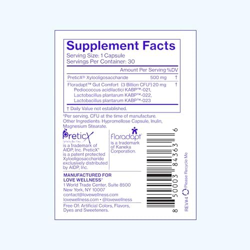 Love Wellness Gut Feelings Probiotic | Suplemento para la Salud Digestiva y el Inmunidad de la Mujer | 3 Mil millones de CFU | 30 Cápsulas - imagen 6