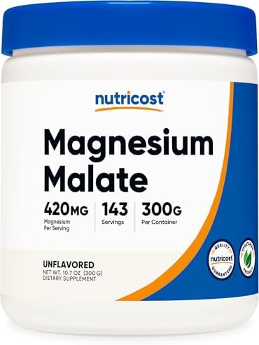 Nutricost Polvo de Malato de Magnesio (300g) - 420mg de Magnesio por Porción - Sin OGM, Libre de Gluten - imagen 1