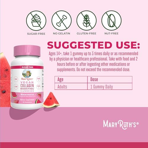 MaryRuth Organics Colágeno Vegano para Mujeres y Hombres, Gomas Aumentadoras de Colágeno, Cuidado de la Piel, 90 Porciones - imagen 3