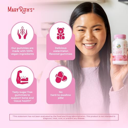 MaryRuth Organics Colágeno Vegano para Mujeres y Hombres, Gomas Aumentadoras de Colágeno, Cuidado de la Piel, 90 Porciones - imagen 6