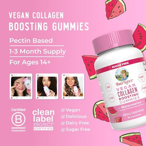 MaryRuth Organics Colágeno Vegano para Mujeres y Hombres, Gomas Aumentadoras de Colágeno, Cuidado de la Piel, 90 Porciones - imagen 8
