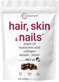 Vitamins Micro Ingredients para Cabello, Piel y Uñas | 400 Softgels con Aceite MCT | Complejo 22 en 1 de Aceite de Argán, Ácido Hialurónico, - imagen 1