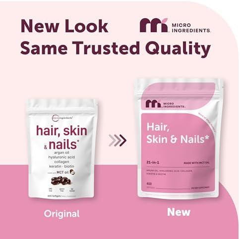 Vitamins Micro Ingredients para Cabello, Piel y Uñas | 400 Softgels con Aceite MCT | Complejo 22 en 1 de Aceite de Argán, Ácido Hialurónico, - imagen 4