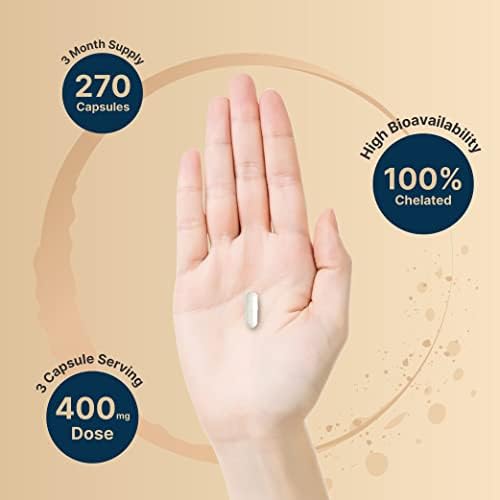 NatureBell Magnesio Glicinato 400mg Elementales, 270 Cápsulas | 100% Quelado para Alta Absorción | Apoya la Salud Muscular, Ósea y Cardiaca | Sin - imagen 4