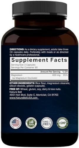 NatureBell Magnesio Glicinato 400mg Elementales, 270 Cápsulas | 100% Quelado para Alta Absorción | Apoya la Salud Muscular, Ósea y Cardiaca | Sin - imagen 7