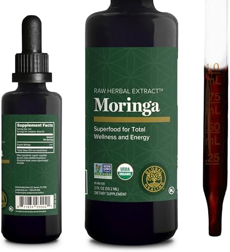Global Healing Center - Extracto Líquido Orgánico de Moringa Oleifera, Suplemento Vegano de Moringa, Máxima Absorción de Vitaminas y Minerales (2 Fl - imagen 1
